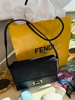 Mid 90's FENDI-MINI FLAP SHOULDER BAG/POCHETTE w COA-FENDI BAG-FREE SHIPPING